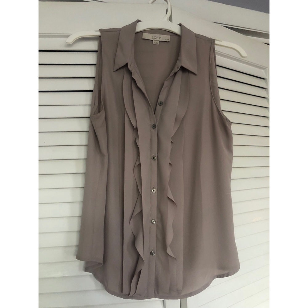 Loft Gray Ruffle Tank Top